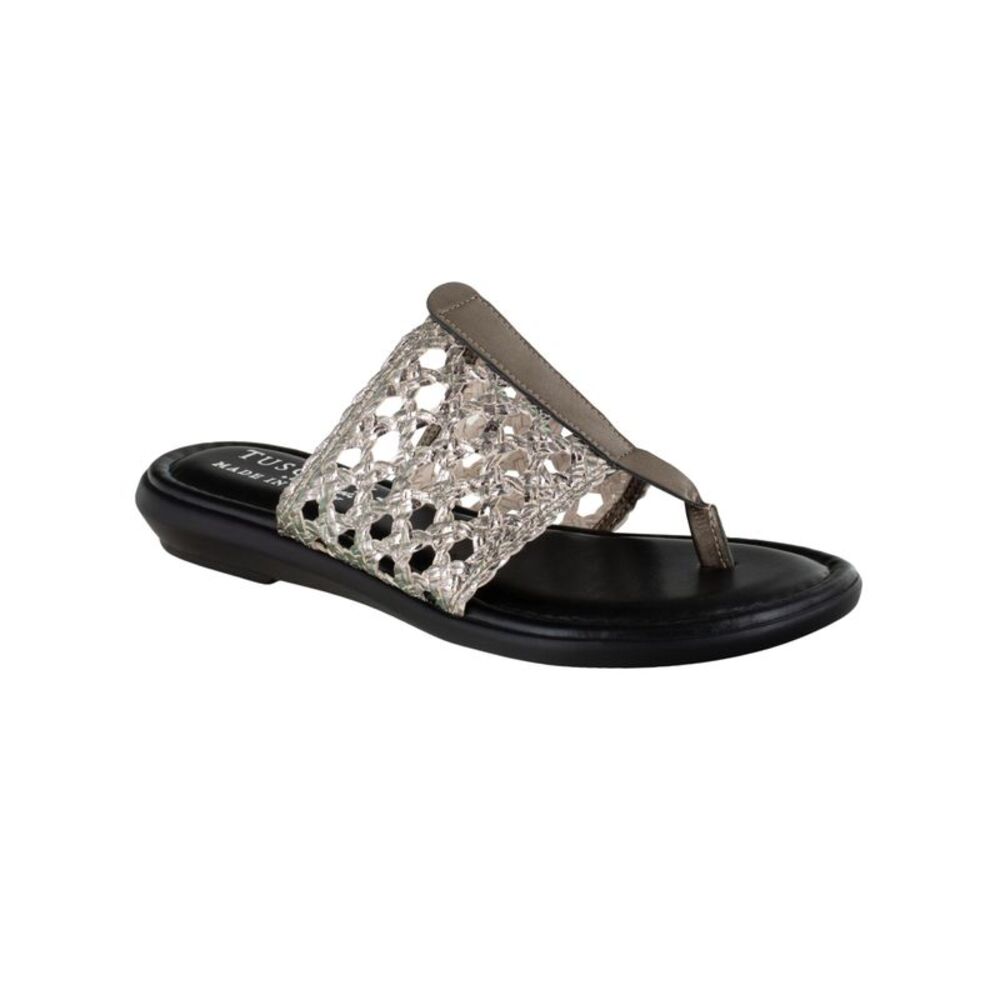 EASY STREET Womens Black Woven Carlina Round Toe Slip On Thong Sandals 6.5 M